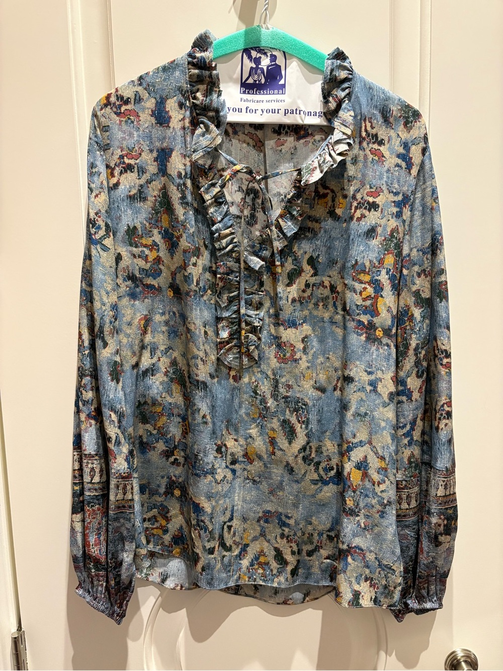 Kobi Halperin Floral Silk Top in Light Blue, Multicolor Print